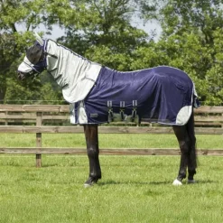 Chemise anti-mouches avec cou et masque QHP - Bleu
