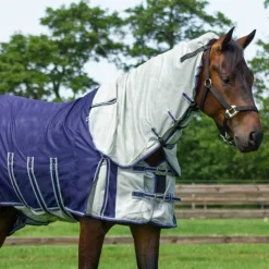 Chemise anti-mouches avec cou et masque QHP - Bleu